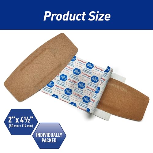 MED PRIDE Sterile Hypoallergenic Fabric Adhesive Bandages, Latex Free, Individually Wrapped, Flexible and Breathable (2” x 4.5'' - 50 Count)