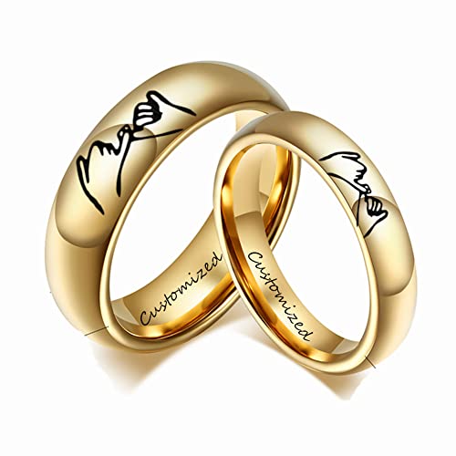 ZKXXJ Personalized Wedding Bands Sets for Him and Her,2Pcs Tungsten Carbide Custom Name Date Coordinates Engraved Couple's Ring Set Customized Couple Jewelry for Valentine's Day,Promise Gift