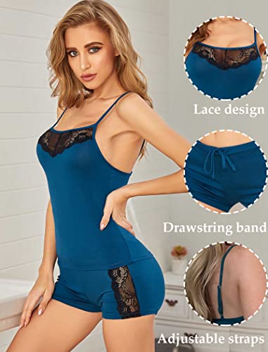 Avidlove Women's Lace Short Pj Set Soft Cute Shorts Pajamas Sets Sexy Nightwear Summer Sleepwear Blue Green X-Small #TOP3