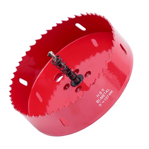 M42 Bi-Metal Hole Saw | Dual Flute Design for Cast Iron/Plastic/Resin | Heat-Treated Arbor with Pilot Bit | Fast Cutting, Long Life Blades for Plumber, Conduit, Kitchen, Bathroom and More (127mm)