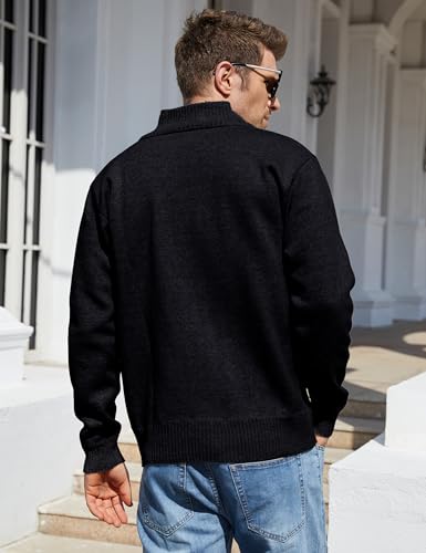 Yeokou YK00058BLACK-M Men'S Casual Slim Full Zip Thick Knitted Cardigan Sweaters thumb #5