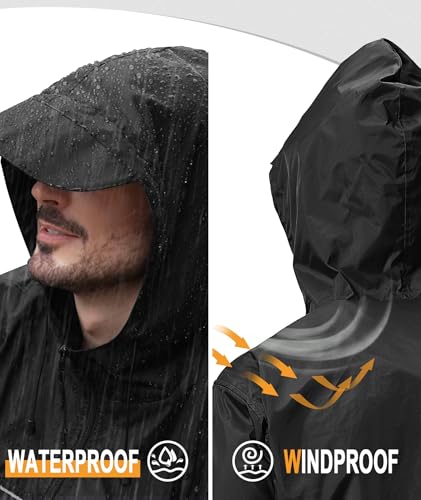 GEEK LIGHTING Mens Waterproof Hooded Rain Jacket Lightweight Raincoat for Outdoor Hiking Running Travel2