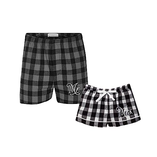 Mr. and Mrs. Flannel Boxer Set - Gifts for the Couple - Matching Pajamas for the Bride and Groom