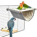 2 Stück Doppelstöckige Vogel Hängematte, Grau – Etagenbett als Schlafplatz und Spielbereich für Wellensittiche, Papageien, Hamster, Winter Warmes Vogelnest mit Stützplatte, Vogelkäfig Zubehör und Spie