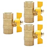 Válvula de bola de gas, válvula de apagado de combustible de latón resistente de 3 piezas, válvula de gas espesa para el horno, válvula de apagado de gas con 2 mango, accesorio de fontanería de latón