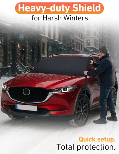 Image of EcoNour Car Snow Cover Compatible for Mazda CX-30 | Windshield Cover for Ice and Snow with S-Hook Straps | Heavy-Duty 600D Oxford Winter Car Cover, Waterproof & Anti-Slip