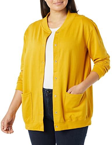 Image of AmeriMark Women Fleece Snap Button Cardigan Sweatshirt Coat - Ladies Soft Lightweight Warm Long Sleeve Jacket with Pockets