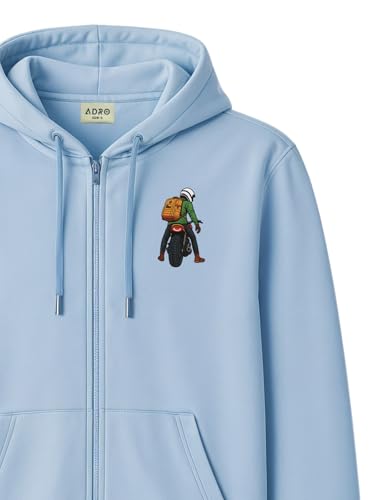 Image of ADRO Men's Regular Fit Zip-Up Hoodie for man | 320 GSM Cotton Poly Fleece Zipper Sweatshirt with Soft Fabric & Printed Hoodies