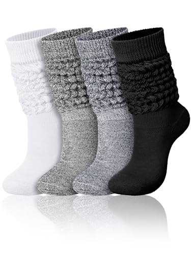 Janmercy 4 Pairs Slouch Socks for Women Bulk Boot Stacked