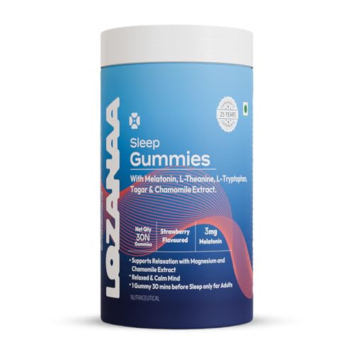 Image of Melatonin Sleep Gummies 3 mg With L-Theanine, L-Tryptophan, Chamomile & Magnesium | Supports Up to 8 Hours Uninterrupted Sleep | Non-Habit Forming | 30 Veg Gummies