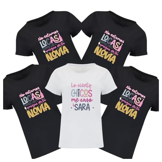 EVYRE | Pack 5 Camisetas Personalizadas Despedida De Soltera | Algodón Suave, Impresión Digital Textil | Camiseta Personalizada Mujer Equipo De La Novia | Complementos Despedida De Soltera | Lo Siento