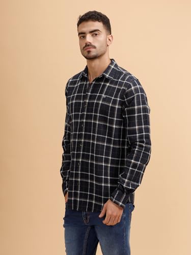 Image of WROGN Men's 100% Cotton Shirt | Checkered Pattern | Regular Fit