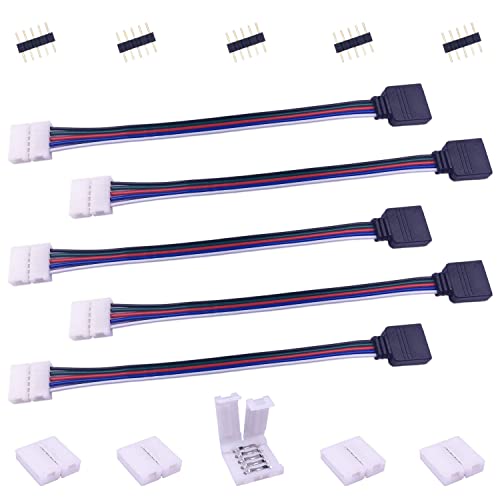 LitaElek Connettore LED 5 pin per Striscia LED RGBW 5050 Larga 12mm, Connector Strip LED Connettore Rapido Nastro LED Controller Cavo Connettore Angolare Banda LED Adattatore Jumper, 17cm