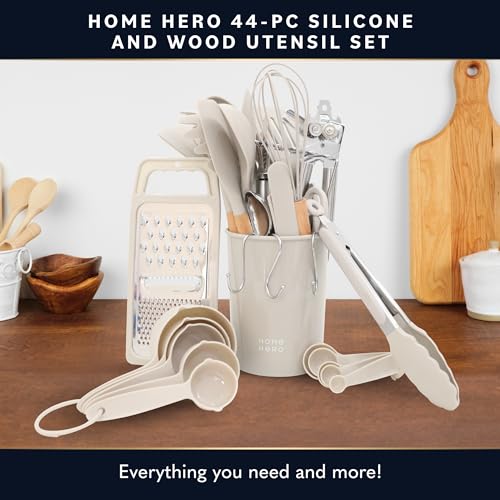 image for Home Hero 44 Pcs Silicone Kitchen Utensils Set, Non-Stick Silicone Coo