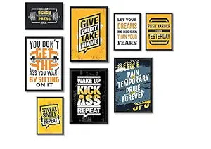 PAPER PLANE DESIGN Quotes Wall Framed Posters (2 Sizes, set of 8 frames) (MENTOR) (E)