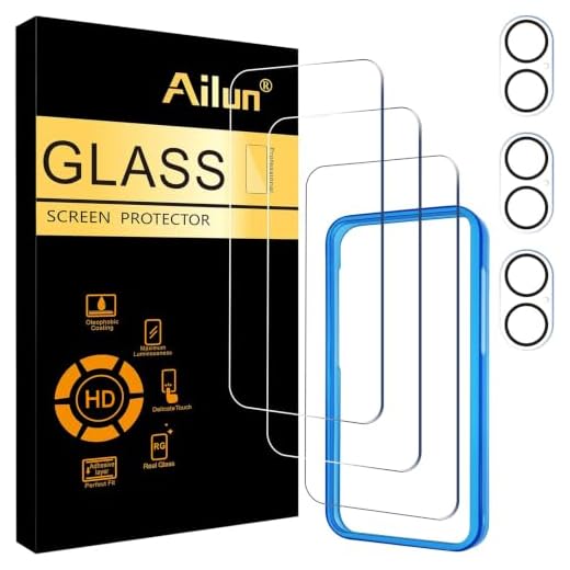Ailun 3 Pack Screen Protector for iPhone 16 Plus [6.7 inch] + 3 Pack Camera Lens Protector with Installation Frame,Case Friendly Tempered Glass Film,[9H Hardness][Not for iPhone 16e/16/16 Pro/Pro Max]