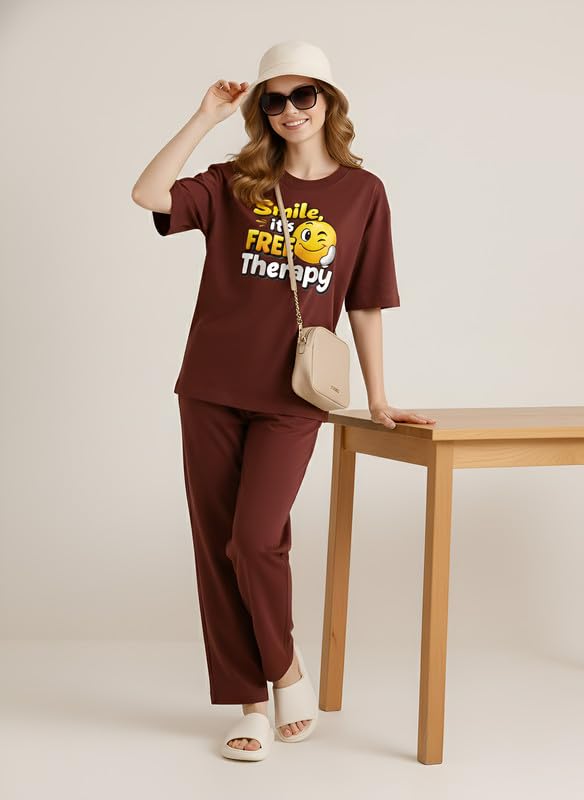 Image of My Swag Women Night Suit Cotton | Stylish Printed T-Shirt Pajama Set | Comfortable Sleepwear, Lounge Wear & Daily Home Wear | Plus Size