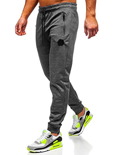 BOLF Hombre Pantalón Deportivo Jogger Fitness Entrenamiento Pantalón de Chándal Estilo Urbano Must JX8203 Grafito XXL [6F6]