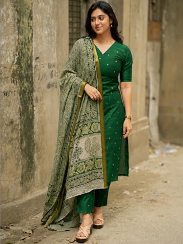 GoSriKi Women's Green Viscose Printed Kurta Set - Image 5