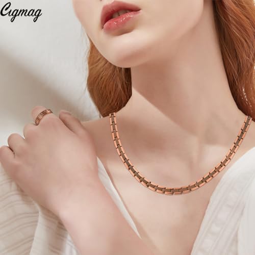 Cigmag Copper Necklace for Men Women Magnetic Necklace with Adjustable Sizing Tool and Gifts Box