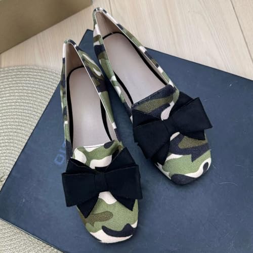 WENJIAZHIZHI Women's Bowknot Square Toe Ballet Flats Comfortable Walking Flat Shoes Dressy Party Shoes Female Slip-Ons Loafers2