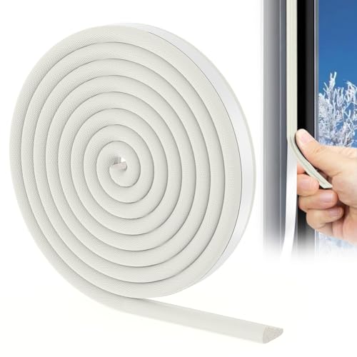 vsshe Joint Fenetre Isolation, 3m Joint Fenêtre et Porte de Mousse Adhésive, Bande Caoutchouc Antichoc, Boudin PVC Cadre Porte,Isolation du bruit et Froid, pour Joint porte entree, Fenetre (Blanc)
