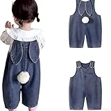 Mädchen Ostern Hase Outfit Baggy Jeans Latzhose Denim Jumpsuit Ärmelloses Lange Hosen Overall...