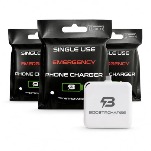 Single-Use Emergency Phone Charger, Pre-Charged & Ready to Use, No Cables Needed, USB-C, 3-Pack