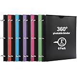 Tashkummy 360° Pivotable 3 Ring Binder, Upgraded Foldable Binders 1 inch 6 Pack, Thin Small Three Ring Binder Fits 8.5
