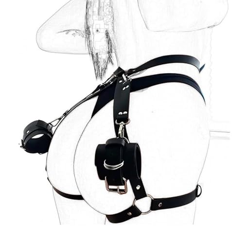 VKFOFEG Harnais en cuir pour femme - Ceinture punk sexy avec 2 poignets - Lingerie sexy pour femme,...
