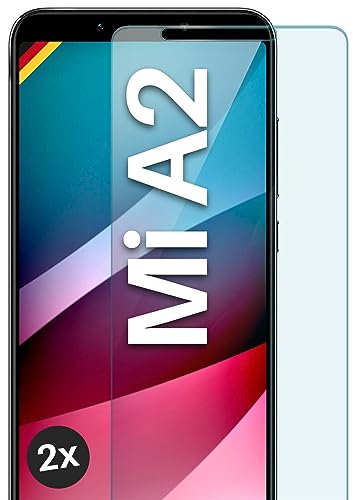 moex ShockProtect für Xiaomi Mi A2 Panzer Schutz Glas 9H Festigkeit, Schutzfolie gehärtetes Schutzglas, 9H Bildschirmschutz Folie Ultra-klar, kompatibel mit jeder Hülle, 2 Stück