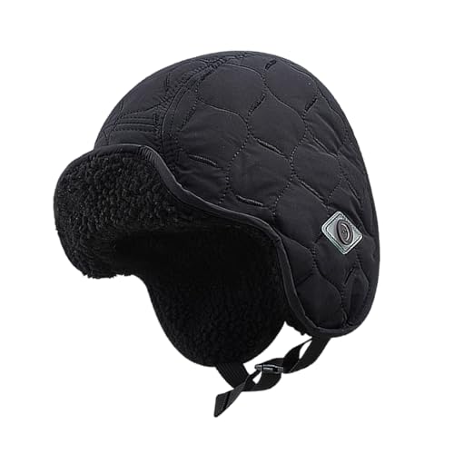 Vintage Plush Trapper Hat for Teens Adult Windproof Winter Hat Thicken Earflap Hat Keep Warm Skiing Cycling Hat Black