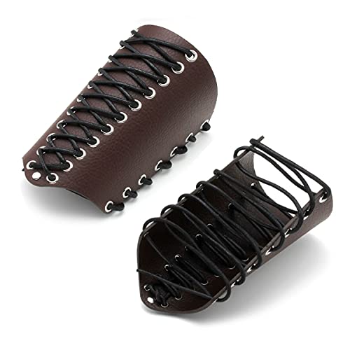 EIGSO 2Pcs Brown Armor Armband Guard Kunstleder Steampunk Goth Style Shooting Arrow Bow Gear Cover