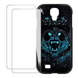 UOGNADGD Compatible with Samsung Galaxy S4 i9500 Case Colorful Custom Cover with 2 Pack Tempered Glass Screen Protectors - Shockproof Scratch-Resistant (Angry Panda)