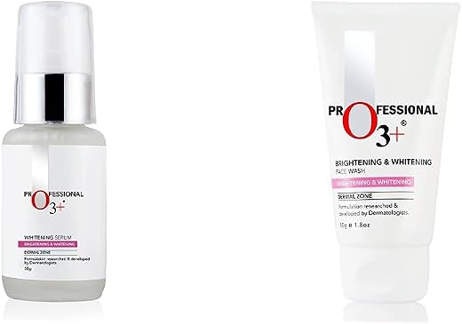 O3+ Whitening Serum for Pigmentation Control and Skin Brightening, 50ml &amp; O3+ Brightening and Whitening Face Wash, 50g Combo