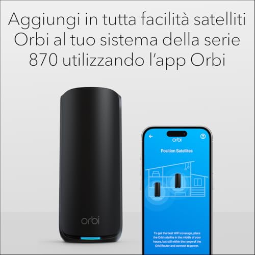 Orbi WiFi Mesh Satellite aggiuntivo, (RBE870B) WiFi 7 Tri-band Mesh, Compatibile con Orbi RBE870B, aumenta la copertura fino a 180 m2, BE21000 802.11be (fino a 21 Gbps) - Powerline - Immagine 5