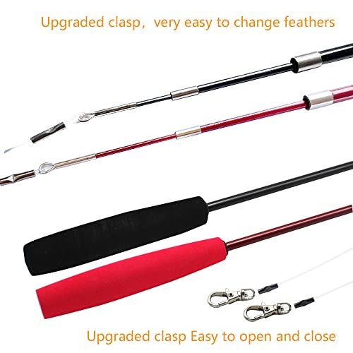 Vovamo Cat Toys Interactive Cat Toy Wand Kitten Toys 2Pcs Retractable Cat Wand Toy And 9Pcs Cat Feather Toys Teaser Refills, Cat Fishing Pole Toy For Indoor Cats. #TOP4