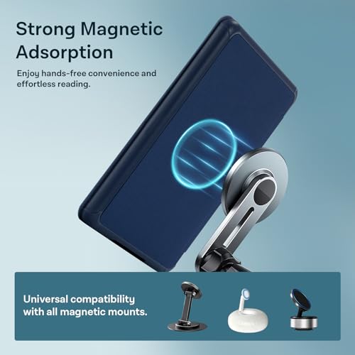 Image of CoBak Lightweight Stand Case for 7 inch 12th Gen 2024 and Colorsoft with Right Hand Strap - Compatible with iPhone MagSafe, for Samsung /Belkin /Anker Wireless Charging Pads, Dark Blue