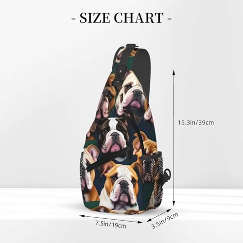 Mochila bandolera con diseño Bulldog inglés para trekking miniatura 3