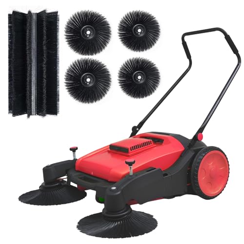 KARHDIR 41' Walk-Behind Hand Push Floor Sweeper, 15-Gal Large Capacity, Folding Handle, 46000 SqFt/Hour, Ideal for Large Area Cleaning in Stores, Farms, Stable, Indoor & Outdoor Use.