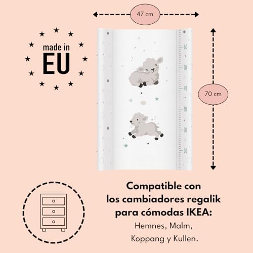 Miniatura 4 de Colchón Cambiador Bebé 70x47 Cm Blanco Con Ovejitas Cambiador Bebé Lavable Y Suave Con Perfil De Seguridad Colchoneta Cambiador Con Relleno Cómodo