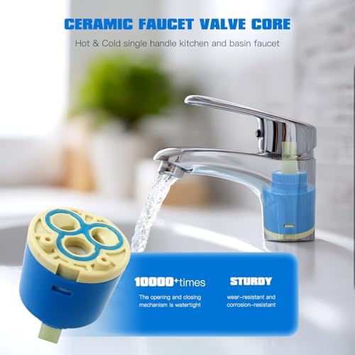 New 35mm Ceramic Faucet Cartridge Replacement, for Kraus/Moen/Kohler Single Handle Kitchen & Bathroom Faucets, Drip-Free