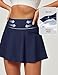 IUGA Swim Skirts for Women Tummy Control Swim Skorts for Woman High Waisted Bathing Suit Bottoms with Boxer Liner & Pockets Navy Blue