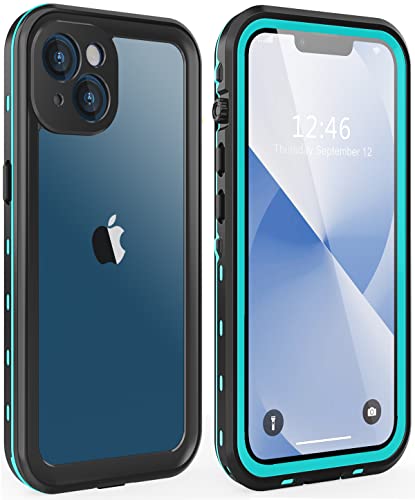 Dewfoam for iPhone 13 Case Waterproof Shockproof Dustproof Full-Body Sturdy with Camera Lens Protector and Built-in Screen Protector Underwater Full Sealed Cover Protective for iPhone 13 (Teal)