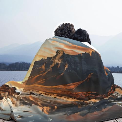 Couverture molleton en flanelle 127x101 cm plaid lit canapé motif montagne - 5