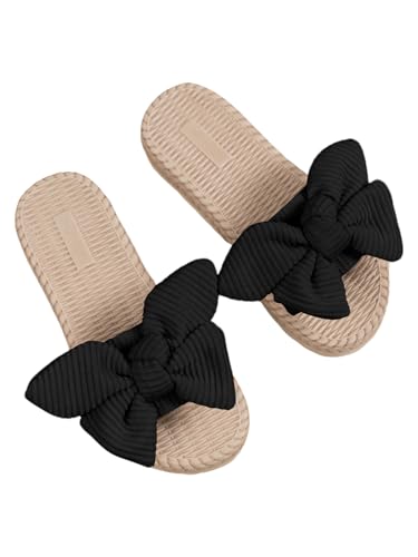 Image of GORGLITTER Girl's Sandals Summer Cute Fashion Trendy Beach Vacation Slides Sandals Bow Braided Slip on Dress Sandals