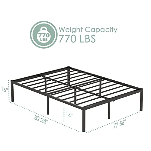 Weehom King Bed Frame 16 Inch Metal Platform Bed Frames No Box Spring Needed, Mattress Foundation, Heavy Duty Steel Slat Support, Large Underbed Storage Space, Easy Assembly, Black #TOP1
