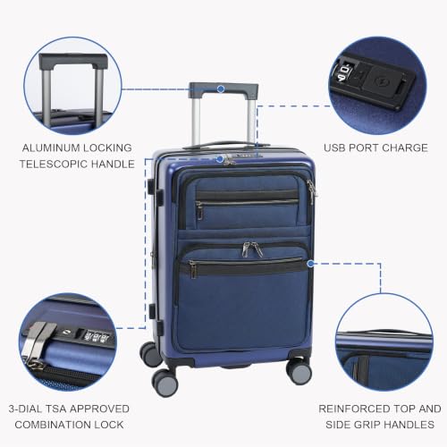 VANKEAN 20 Inch Expandable Hardshell Spinner TSA USB Port Carry-On Approved by VANKEAN - Used condition - Image 2