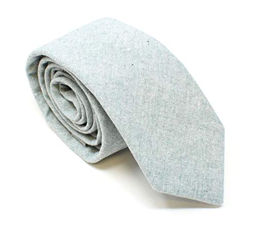 Image of Men's Chambray Cotton Skinny Necktie Tie Textured Distressed Style - 2.5 inch Width