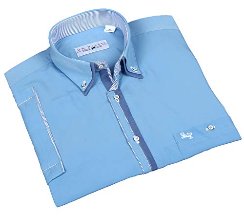 Chemise en microfibre bleu clair pour homme en taille S